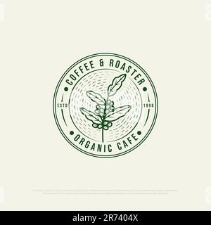 Nature Coffee Shop Logo Logo Vektor, Bio Coffee Shop Vektorzeichnung mit Umriss Stock Vektor