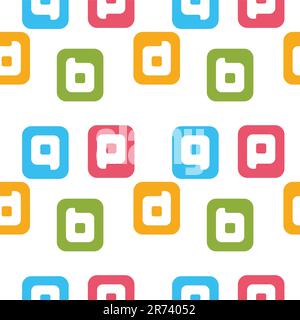 Farbenfrohe, niedliche Buchstaben, nahtloser Hintergrundvektor Stock Vektor