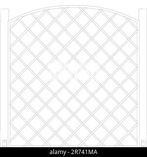 Konturketten-Gliederzaun. Metalldrahtzaun. Gitterkonstruktion der Außenkontur. Kreative Vektordarstellung von Maschendrahtzaun aus Stahlgeflecht. Stock Vektor