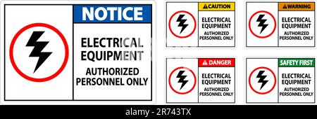 Warnschild „Gefahr“ Für Elektrische Geräte, Nur Autorisiertes Personal Stock Vektor
