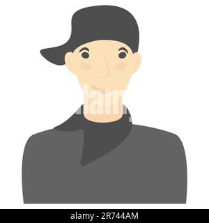 Guy in hat man Face Avatar Illustration Teenager Portrait Design Element Vector Illustration isoliert auf weißem Hintergrund Stock Vektor