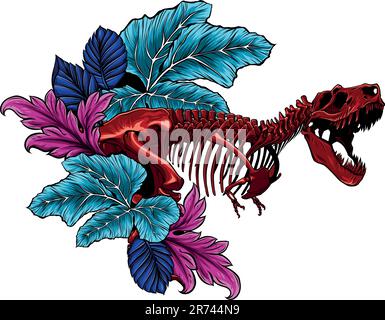 Farbiges Tyrannosaurus-Skelett-Bildvektordesign Stock Vektor