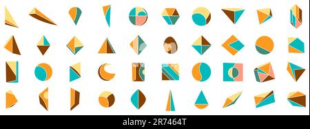 Designelemente von Memphis. Abstraktes geometrisches Shapset. Vektordarstellung geometrischer Formen Stock Vektor