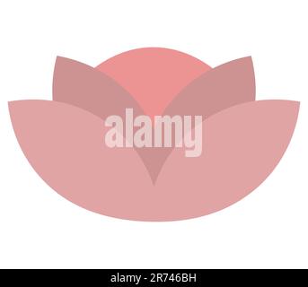 Wasserlilie Rosa Lotusblume Monochrom-Vektordarstellung isoliert auf weißem Hintergrund Stock Vektor