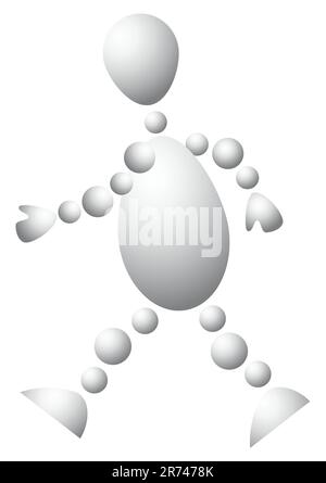 Ein Mann geht. Abstrakte 3D-Human-Serie aus Bällen. Variante von Weiß isoliert auf weißem Hintergrund. Eine vollständig bearbeitbare Vektordarstellung für Ihre Konstruktion. Stock Vektor