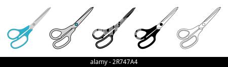 Scheren-Symbole eingestellt. Isolierte Schneidschere. Piktogramm der Schere. Symbol für Schneiden. Vektordarstellung Stock Vektor