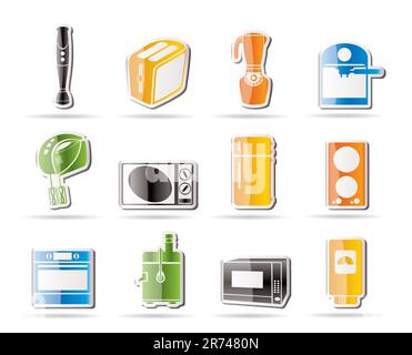 Einfache Küche und Home Ausrüstung Symbole - Vektor Icon Set Stock Vektor