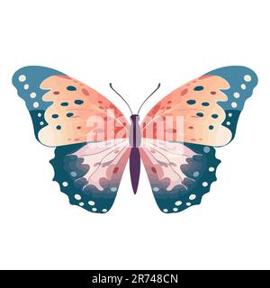 Süßer Schmetterling. Schmetterlingszeichnung auf weißem Hintergrund. Handgezeichneter Schmetterling. Vektordarstellung Stock Vektor