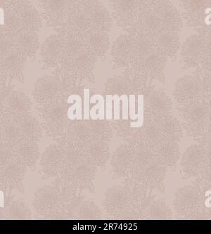 Chrysanthemen nahtloses Muster in heller Taupe, handgezogene Blumentapete für Druck, Cover, Stoff, Geschenkpapier, Verpackung, Kosmetik, Kosmetikprodukte Stock Vektor