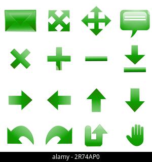 Abbildung der Kommunikation-Symbole auf weißem Hintergrund Stock Vektor