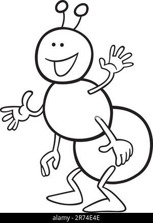 Cartoon-Illustration der lustige Ameise für Malbuch Stock Vektor