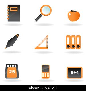 Abbildung der Studie Symbole auf weißem Hintergrund Stock Vektor