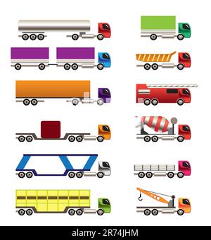 Verschiedene Arten von Lastkraftwagen Symbole - Vektor Icon Set Stock Vektor