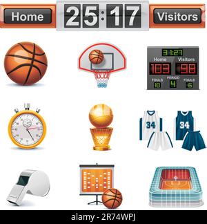 Satz von Basketball-Symbolen Stock Vektor