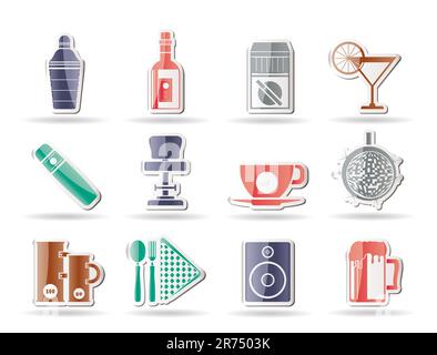 Night Club, Bar und trinken Symbole - Vektor Icon Set Stock Vektor