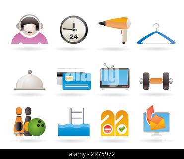 Hotel und Motel amenity Symbole vektor Icon Set Stock Vektor