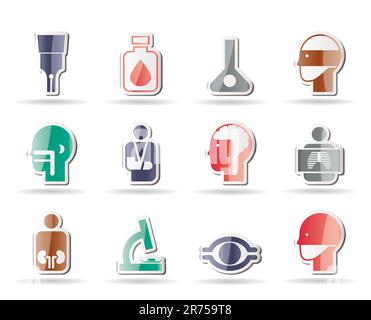 Medizin-, Krankenhaus- und Gesundheitswesen Symbole - Vektor Icon Set Stock Vektor