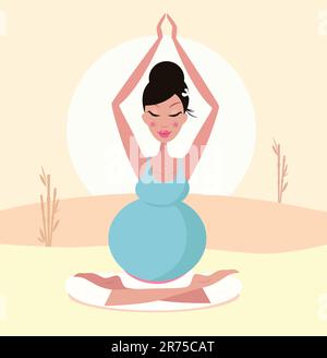 Schwangere in Yoga-Entspannungsposition. Vektordarstellung. Stock Vektor