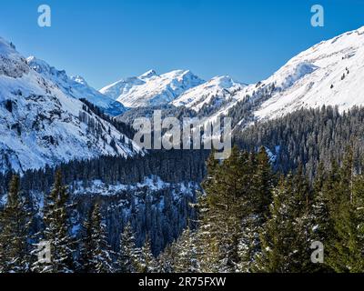 Lech-Tal von Lechleiten aus gesehen Stockfoto