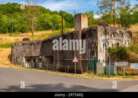 Bungeranlage Ouvrage Hackenberg der Maginot-Linie bei Veckring, Departement Moselle, Grand Est, Frankreich Stockfoto