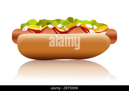 Illustration der Hot Dog auf weißem Hintergrund Stock Vektor