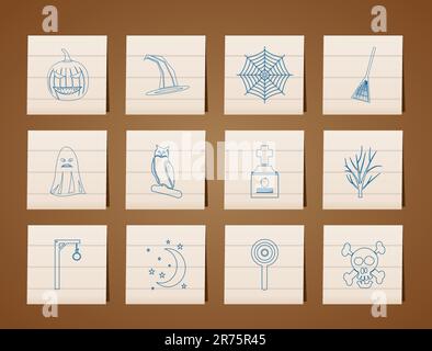 Halloween icon Pack mit Fledermaus, Kürbis, Hexe, ghost, Hut - Vektor Icon Set Stock Vektor
