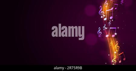 Bunt bunte, mehrfarbige Notenbanner für Partyplakate und Hintergründe Stockfoto