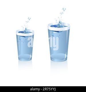 Illustration der Spritzer Wasser im Glas auf isolierte Hintergrund... Stock Vektor