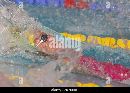 Pauline Mahieu von Canet 66, Hitze 50 M Backstroke während der French Elite Swimming Championships am 13. Juni 2023 in Rennes, Frankreich - Foto Laurent Lairys/MAXPPP Stockfoto