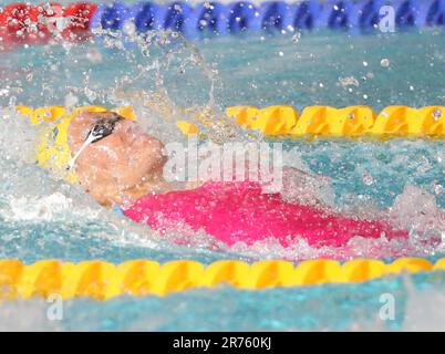 Pauline Mahieu von Canet 66, Hitze 50 M Backstroke während der French Elite Swimming Championships am 13. Juni 2023 in Rennes, Frankreich - Foto Laurent Lairys/MAXPPP Stockfoto