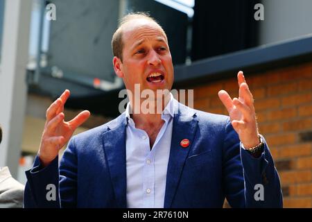 Der Prince of Wales nimmt an der Eröffnung von Centrepoint's Reuben House in London Teil, einer neuen Entwicklung, die einen Schlüsselteil des Programms Independent Living der Organisation zur Bekämpfung der Jugendarbeitslosigkeit in Süd-London bildet. Foto: Dienstag, 13. Juni 2023. Stockfoto