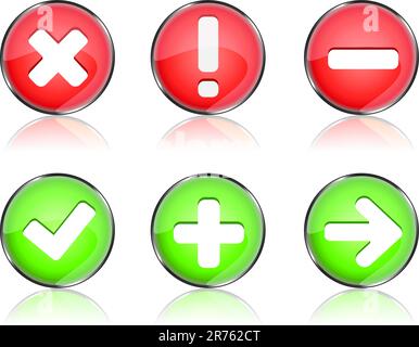 Web-Symbol-Schaltflächen zur Validierung isoliert auf weißem Hintergrund Stock Vektor