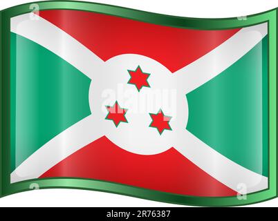 Burundi Flag Symbol, isoliert auf weißem Hintergrund. Stock Vektor