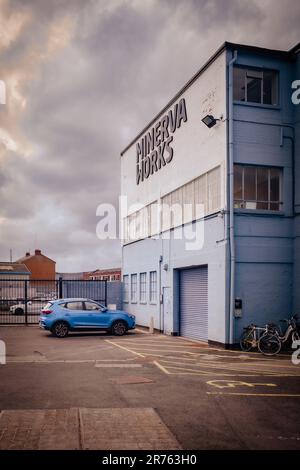 Minerva Works ist ein Komplex verschiedener Kunststätten und Unternehmen in Digbeth, nur eine kurze Entfernung vom Stadtzentrum von Birmingham, Stockfoto