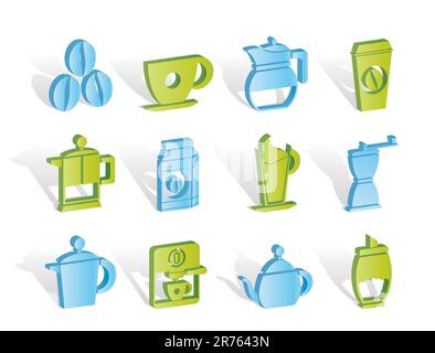 Kaffee Industrie Zeichen und Symbole - Vektor Icon Set Stock Vektor