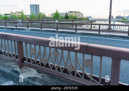 Kariya City, Aichi, Japan - April 8 2023 : Mississauga Bridge. Schwester-Stadt-Beziehung. Stockfoto