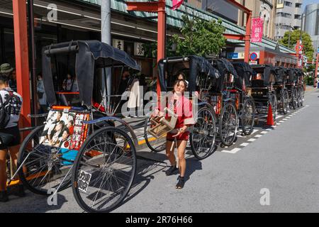 RIKSCHA-FAHRT UM ASAKUSA TOKYO Stockfoto