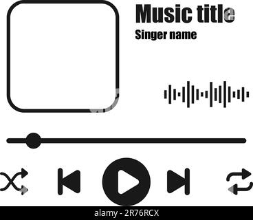 Vorlage für Audio-Player-Schnittstelle mit Vektordarstellung für Rahmen und Schaltflächen Stock Vektor