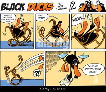 Schwarz-Enten-Comic-Strip-Folge 2 Stock Vektor