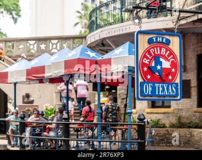 San Antonio, USA. 29. Mai 2023. Das Schild der Republik Texas in San Antonio Stockfoto