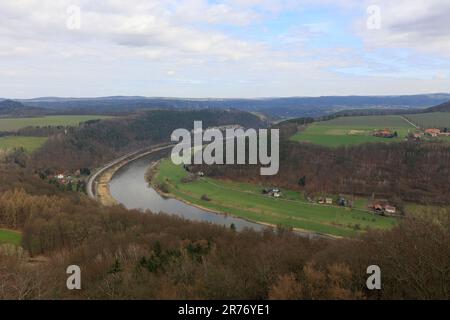 Blick auf die Elbe in der Nähe von Bad Schandau Stockfoto