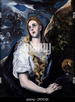 Die penitente Magdalena von El Greco (Domenikos Theotokopoulos, 1541-1614), Öl auf Leinwand, c.1580-85 Stockfoto