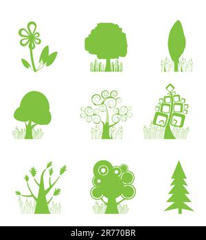 Abstrakte Baum Sammlung icon-Vector Illustration Stock Vektor