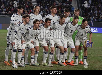 Die Fußballerinnen von Thaly posieren vor dem Fußballfinalspiel der FIFA U-20 Fußball-Weltmeisterschaft Argentinien 2023 gegen Uruguay im Stadion Diego Armando Maradona in La Plata, Argentinien, am 11. Juni 2023. Stockfoto