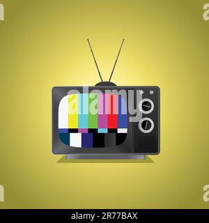 Ein alter Fernseher ohne Signal, mit altem Hintergrund. Bearbeitbare Vektordarstellung. Stock Vektor