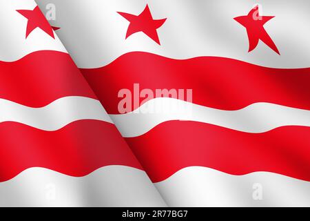 Washington DC winkende Flagge 3D, Abbildung: Windwelligkeit Stockfoto