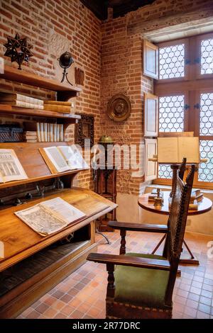 Leonardo da Vincis Atelier im Schloss Clos Lucé in Amboise, Frankreich Stockfoto