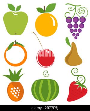 Vector-Set Mit Bunten Früchten Stock Vektor