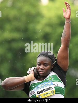 Kladno, Tschechische Republik. 13. Juni 2023. Die portugiesische Sportlerin Jessica Inchude tritt bei den Kladno-Wurfen, dem internationalen Leichtathletiktreffen, am 13. Juni 2023 in Kladno in der Tschechischen Republik an. Kredit: Michal Kamaryt/CTK Photo/Alamy Live News Stockfoto