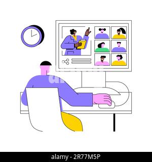 Teilen Sie Videos isolierte Cartoon-Vektordarstellungen. Gruppe von Personen, die Videos über eine Online-Lehranwendung teilen, virtuelles Klassenzimmer, Videokonferenzen, Vektorgrafiken zur Datenvisualisierung. Stock Vektor